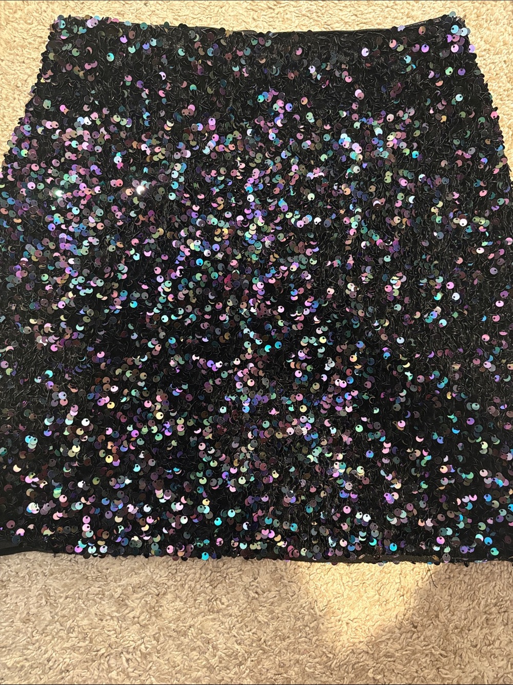 Sequin black mini skirt